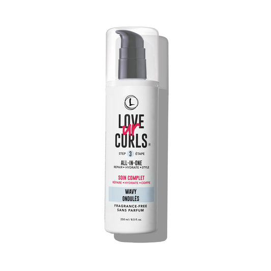 Love Ur Curls fragrance-free all-in-one styler bottle front for sensitive scalps.