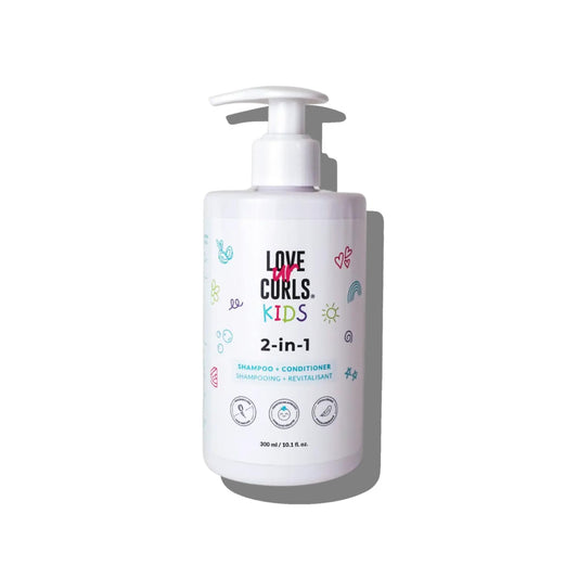Love Ur Curls Kids 2in1 fragrance-free bottle supports gentle detangling.