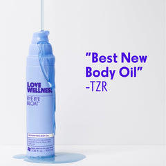 Love Wellness Bye Bye Bloat Oil rosemary sprig highlighting scent.