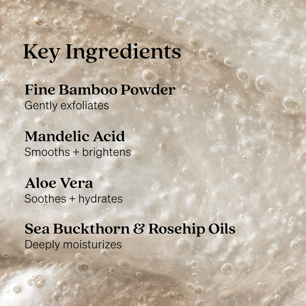 Loved01 exfoliating cleanser lather on skin highlighting hydrating feel.