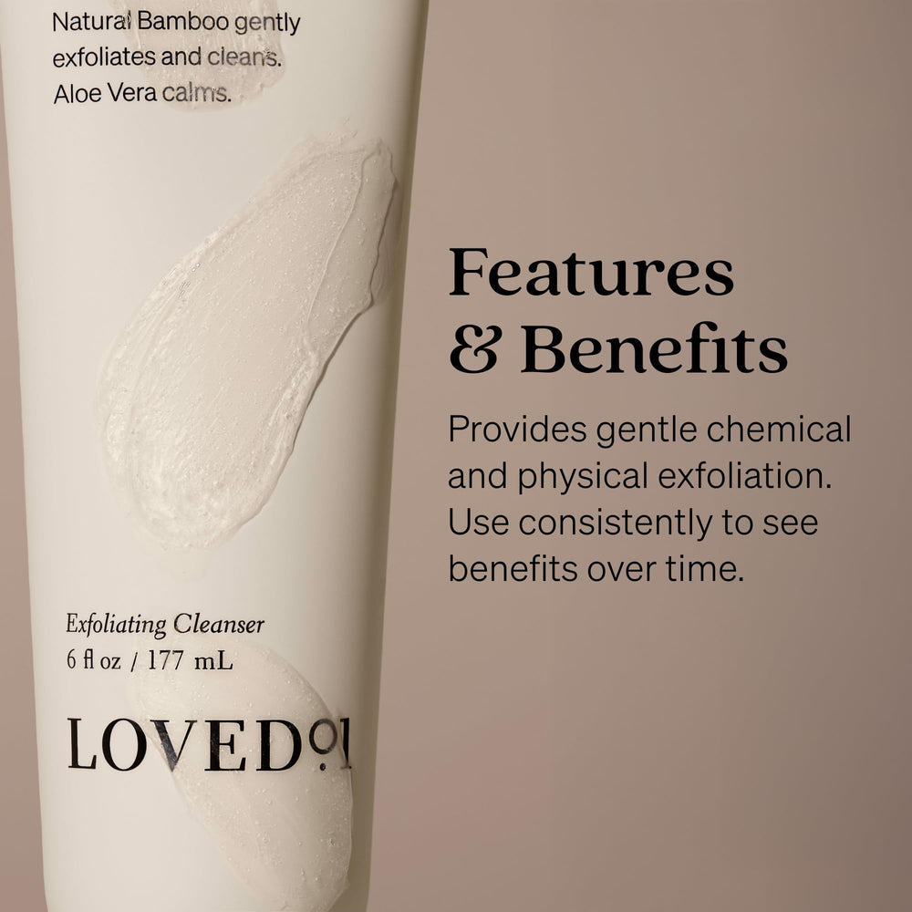 Loved01 mandelic acid exfoliation close-up with fine bamboo powder.