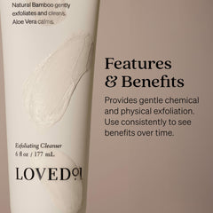 Loved01 mandelic acid exfoliation close-up with fine bamboo powder.