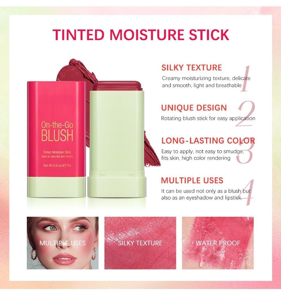 Lovelycat portable blush stick for travel bag on mirror-ready surface.