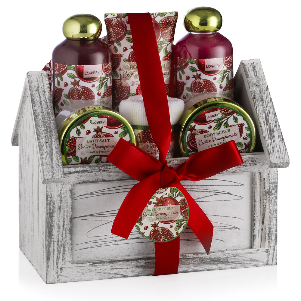 LOVERY Birthday Gift Crate Display shows a complete home spa set for gifting