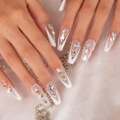 LOVFUL Aurora Light nails worn on hand showcasing coffin shape elegance