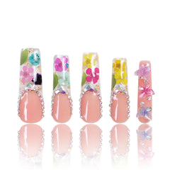 LOVFUL Flora press-on nails with full crystal coverage for a salon-inspired home manicure