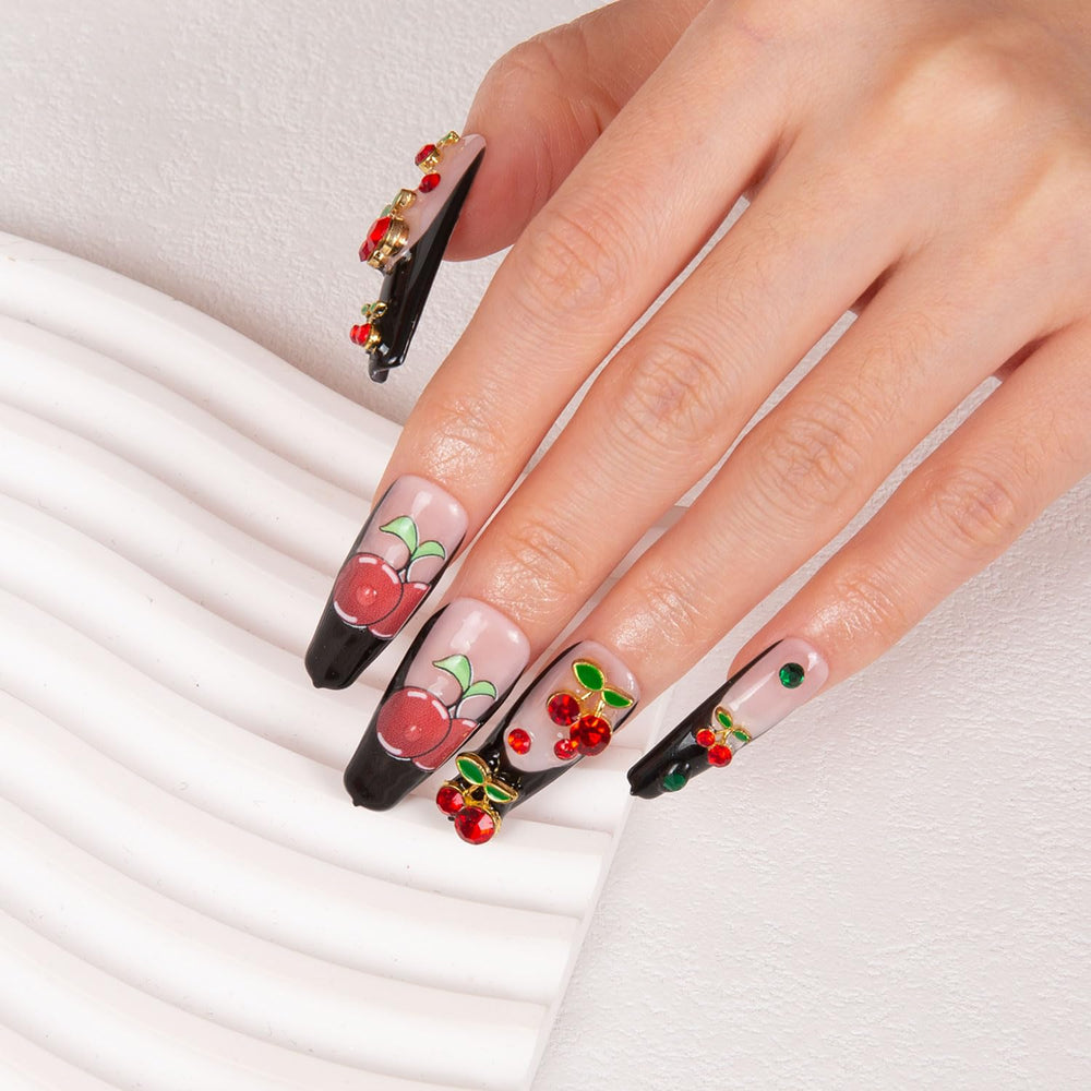 LOVFUL handmade press-on nails showcase crystal details for durable reuse