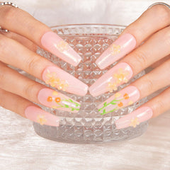 The handmade full-cover nails with crystals provide durable, reusable glamour for busy days.