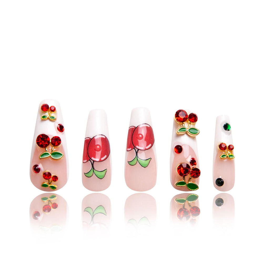 LOVFUL My Sweetie French Tip nails with full crystals for salon-quality wear