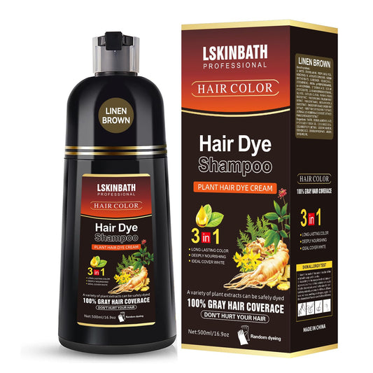 LSKINBATH natural hair dye shampoo bottle highlights 3-in-1 formula for quick color at home