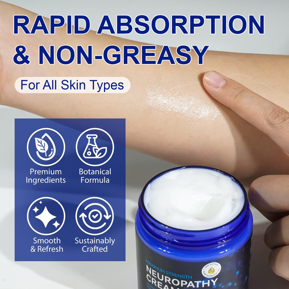 Hands applying LTQXGT Nerve Relief Cream after work.
