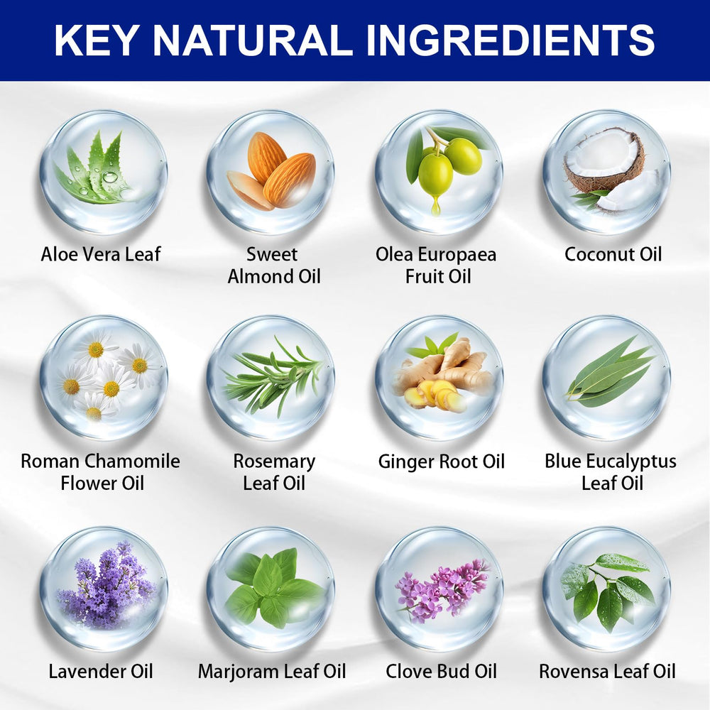 Natural ingredients highlighted in LTQXGT Nerve Relief Cream formula.
