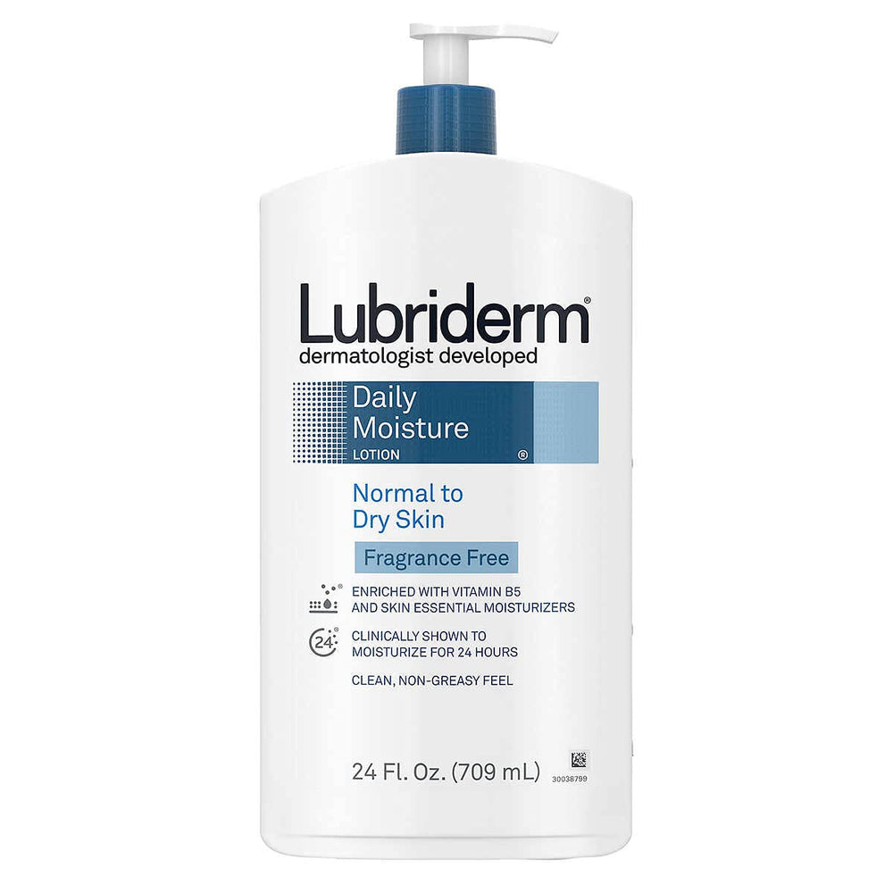 Lubriderm Daily Moisture texture shown absorbing quickly into skin