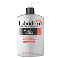 Lubriderm Light Fragrance 400 ml bottle showing quick-absorbing, non-greasy hydration for daily skin care.