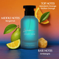 Lucianno Sunset Swim spray action demonstrates easy application for daily use.