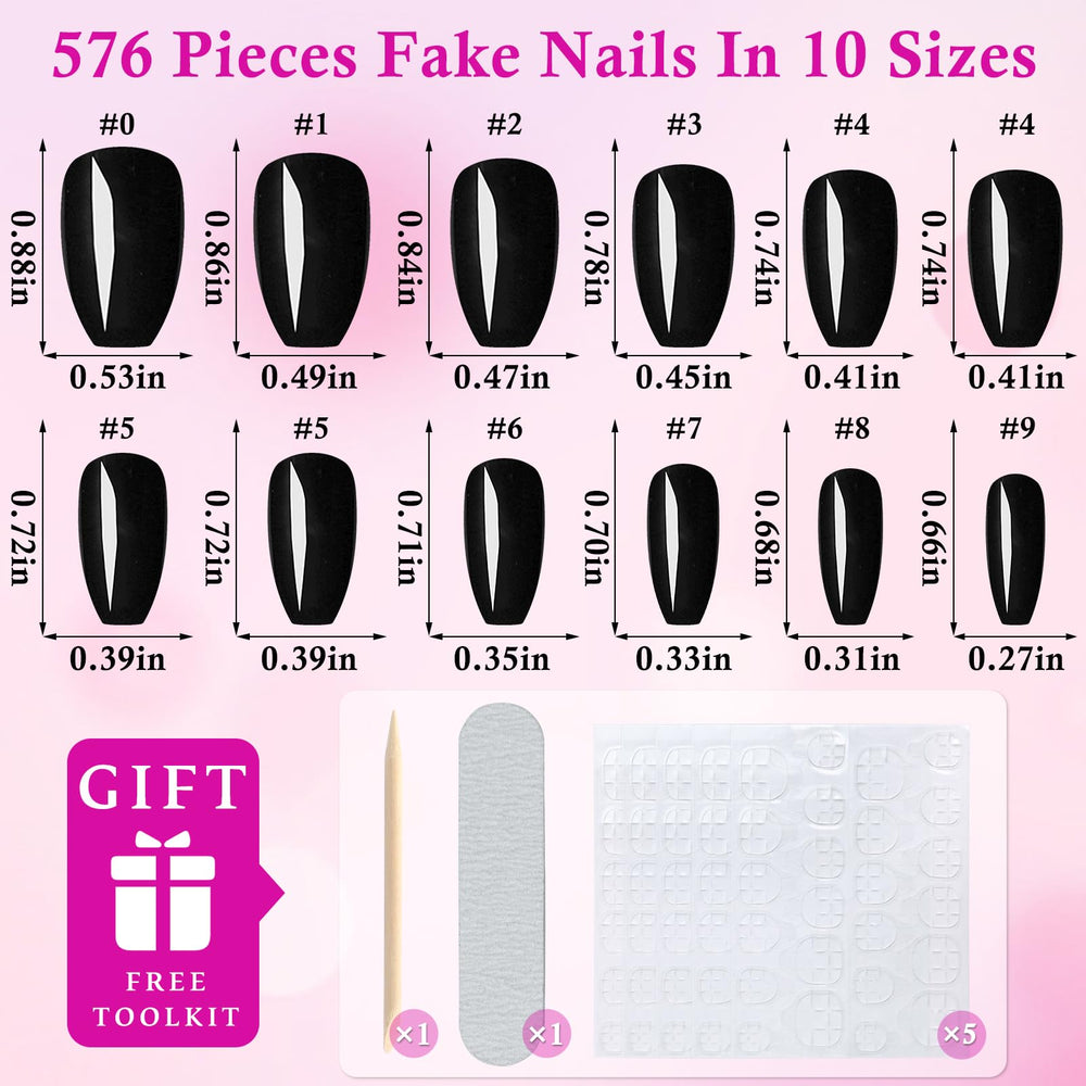 LuckForever short coffin nails close-up showing sleek shape and easy application