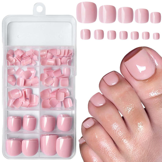 LuckForever Petal Pink Toenails 240pc set for quick at-home pedicures