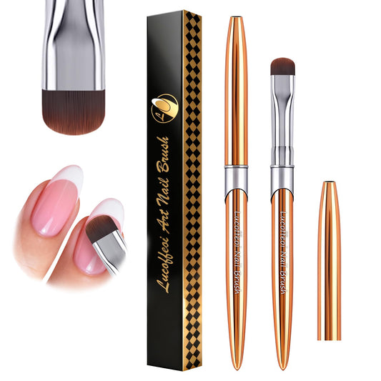 Lucoffeoi French brush with crisp tips for precise nail cleanup.