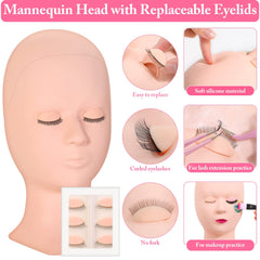Lucomb removable eyelids for realistic eyelid practice and varied lash placement