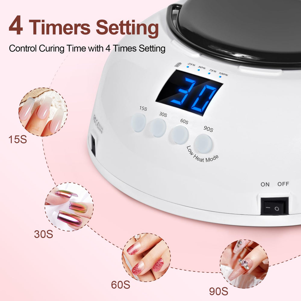 Ludysic cordless nail lamp with 15600 mAh battery for long runtime on the go.