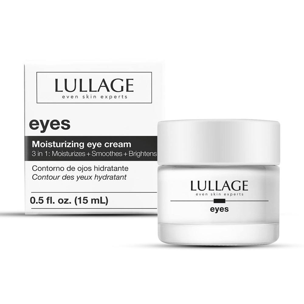 LULLAGE Eye Cream tube close-up showing a silky, fast-absorbing formula for refreshed under-eye skin.