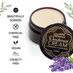 Lulu Organics clary sage deodorant application demonstrates easy glide.