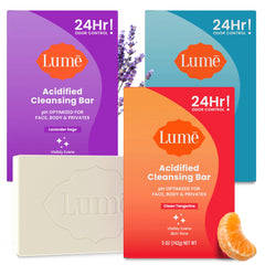 Lume acidified bar Tangerine showing bright bar for odor control and refreshing wash