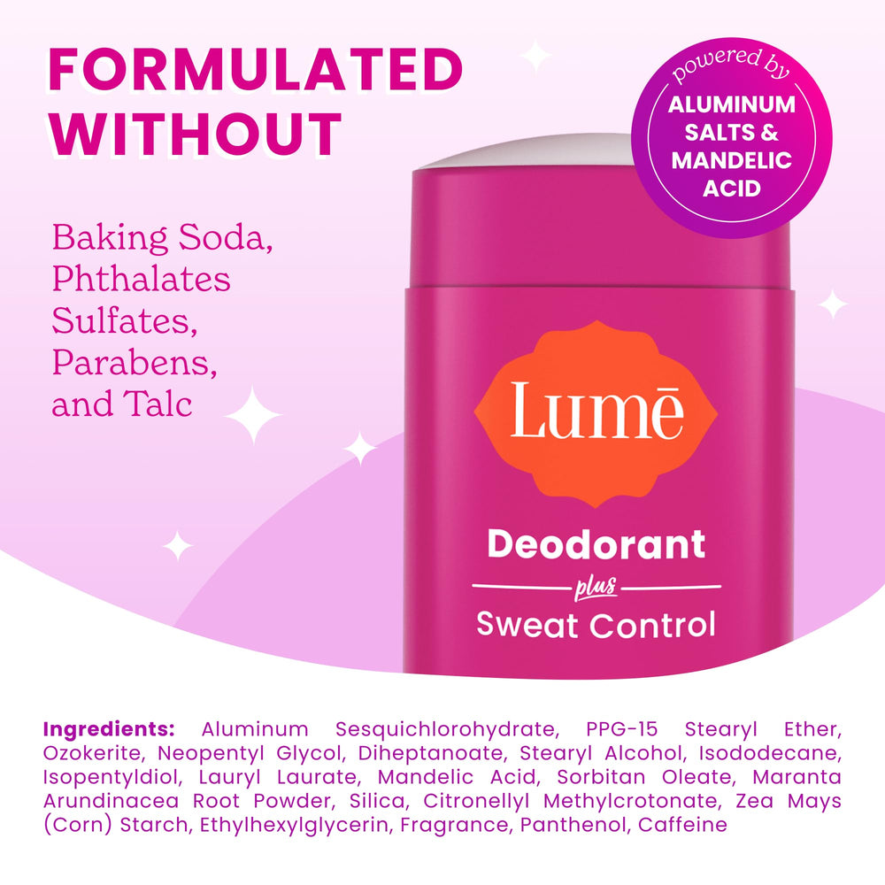 Lume Deodorant Plus pH optimized Mandelic Acid formula product detail
