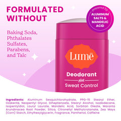 Lume Deodorant Plus pH optimized Mandelic Acid formula product detail