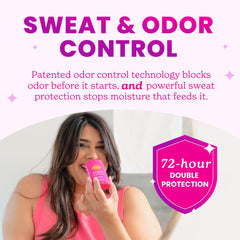 Lume Deodorant Plus smooth solid stick being applied underarm for odor and sweat protection
