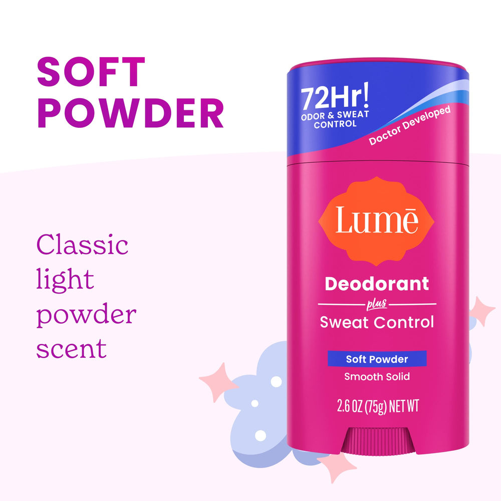 Lume soft powder scent shown for daily wear