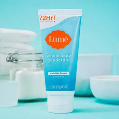 LUME Invisible Cream Tube Deodorant unscented for sensitive skin and full-body use.