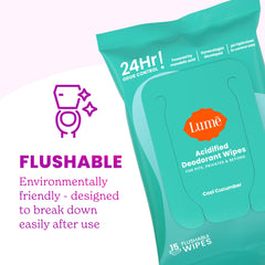 Lume bottle highlights aluminum-free and baking soda-free formula.