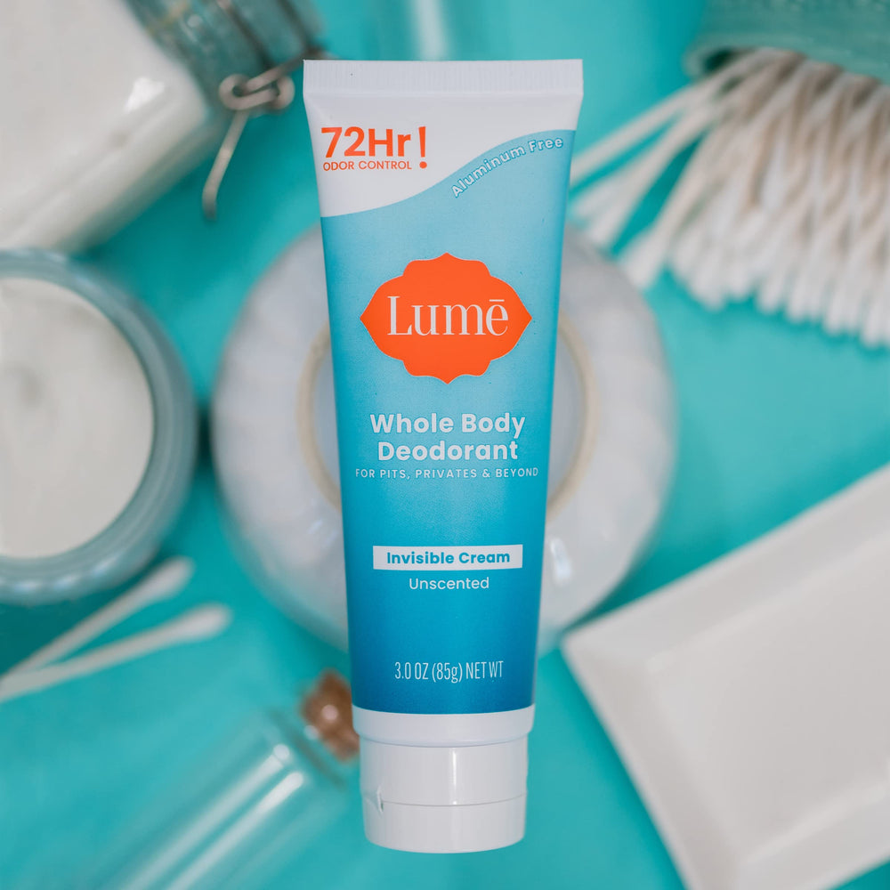 Lume invisible cream rub-in close-up, lotion-like absorption.