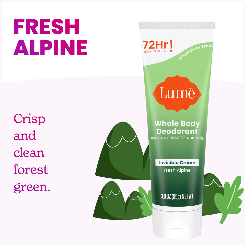 Lume Fresh Alpine underarm application demonstrated for daily use.
