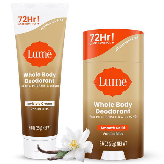 Lume Vanilla Bliss tube with smooth cream for all-day odor control