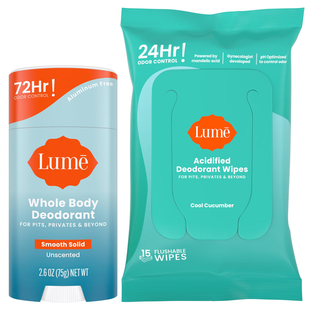 Lume unscented deodorant stick ready for all-over odor control on skin