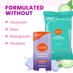 Lume wipes package showing flushable design for easy disposal.
