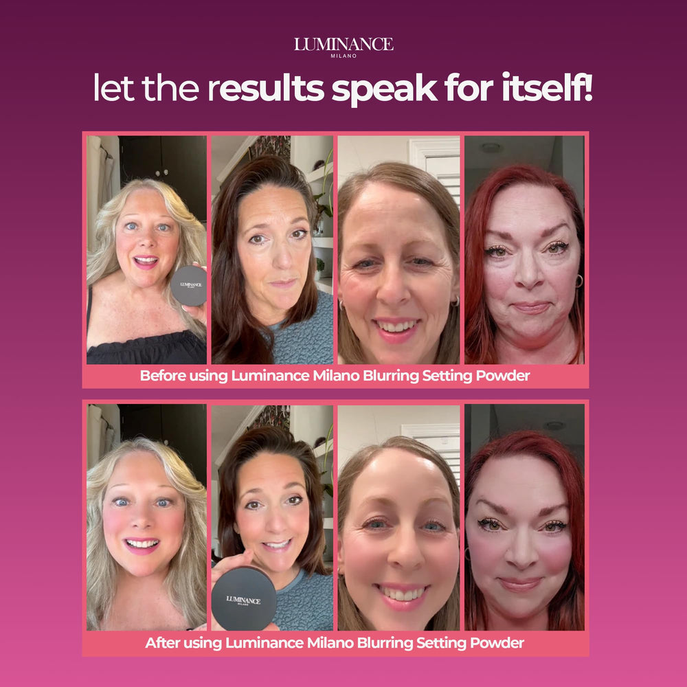 Luminance Milano Ultra Pink Powder brush applying soft-focus blur on skin.