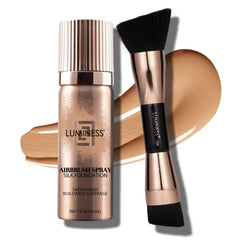 Luminess Silk airbrush foundation bottle shows buildable coverage for a natural glow.