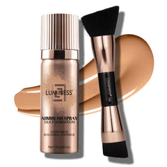 LUMINESS Silk Airbrush foundation bottle close-up for smooth, even skin tone.
