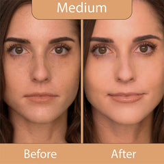 LUMINESS Silk Foundation Medium shade shows buildable coverage.