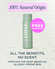 Luna Daily fragrance-free wash packaging with dermatologist note for trusted safety