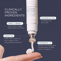 Luna Daily Nursing Balm on lips providing fragrance-free hydration and soothing comfort.