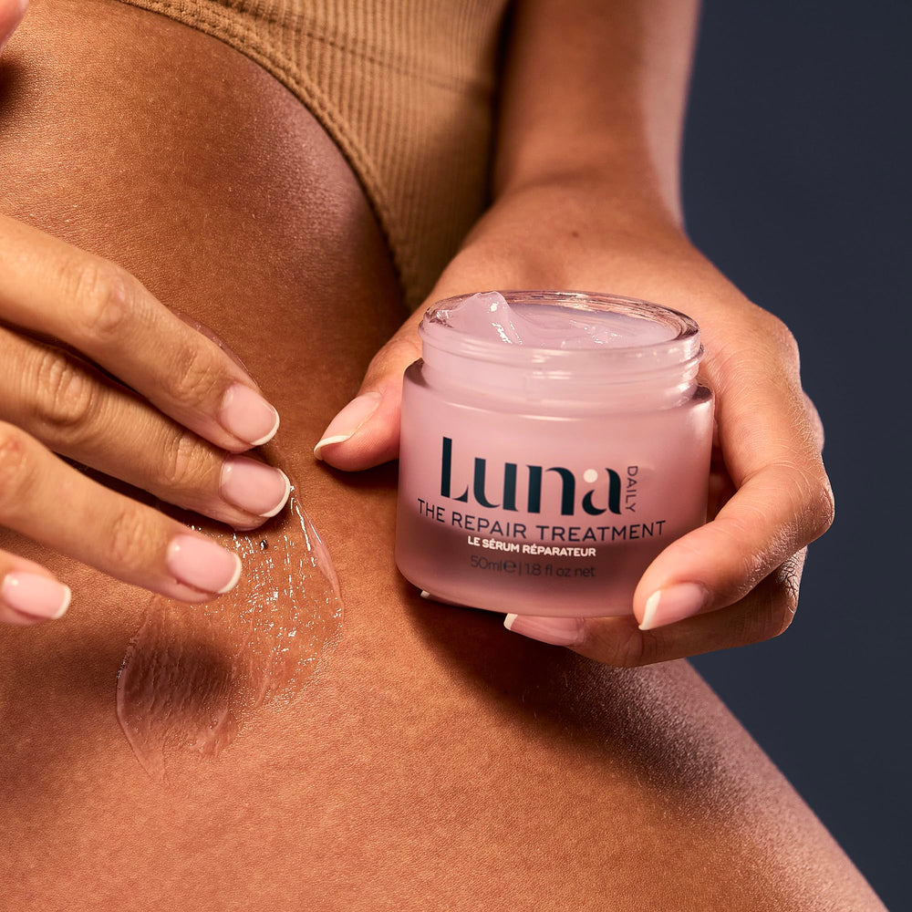 Skin after using Luna Daily Gel shows improved softness and moisturization