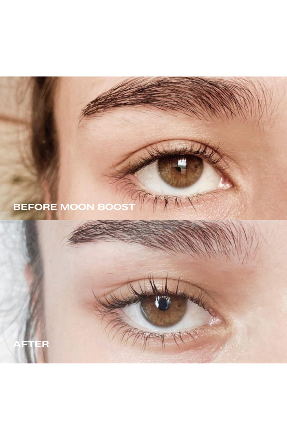 Luna Nectar Moon Boost lash and brow close-up demonstrating subtle daily use
