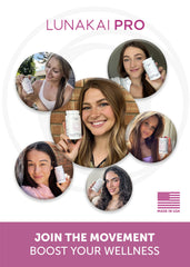 Lunakai Pro biotin collagen highlights key nutrients for hair, nails, and skin.
