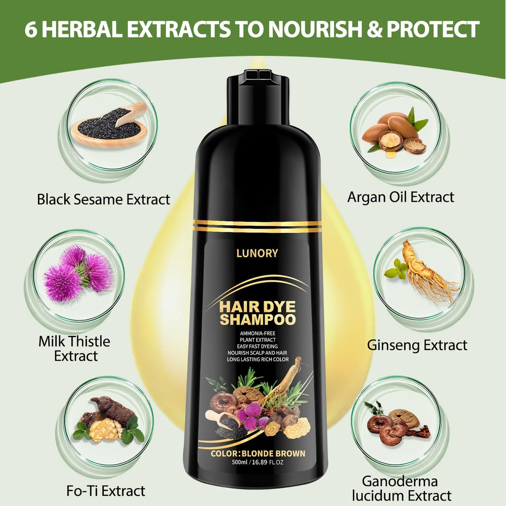 Lunory Blonde-Brown Hair Dye Shampoo massage for even color distribution.