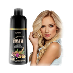 Lunory Light Blonde Hair Dye Shampoo bottle for at-home gray coverage.