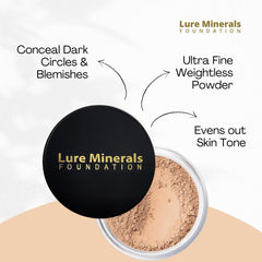 Lure Minerals Bisque vegan talc-free formula for sensitive skin.